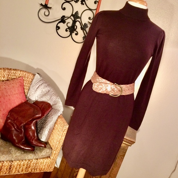 Brown Fitted Sweater Dress - Picture 2 of 8